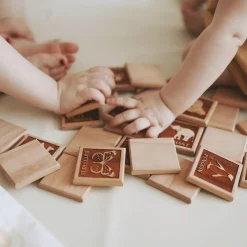 Bilingual (ENG/FR) Wooden Animal Tile Matching Memory Game - Handmade in Canada