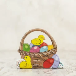 Easter Basket with Chicks and Eggs | Wooden Toy