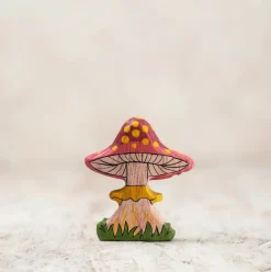 Enchanted Pink Fairy Mushroom | Wooden Toy Figurine