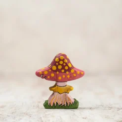 Enchanted Pink Fairy Mushroom | Wooden Toy Figurine