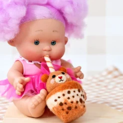 Felt Brown Bear Boba Bubble Tea Drink | Play Food