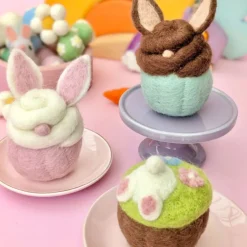 Felt Easter Bunny Cupcakes (Set of 3) | Play Food