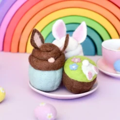 Felt Easter Bunny Cupcakes (Set of 3) | Play Food