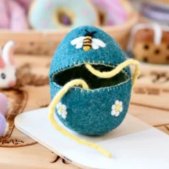 Felt Egg Cover - Blue Bee Motif