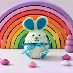 Felt Egg Cover - Blue Hopping Bunny