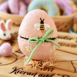 Felt Egg Cover - Peach Bee Motif