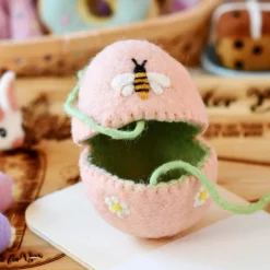Felt Egg Cover - Peach Bee Motif