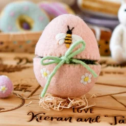 Felt Egg Cover - Peach Bee Motif