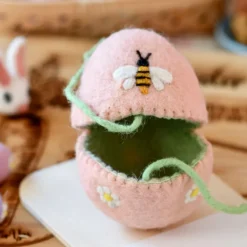 Felt Egg Cover - Peach Bee Motif
