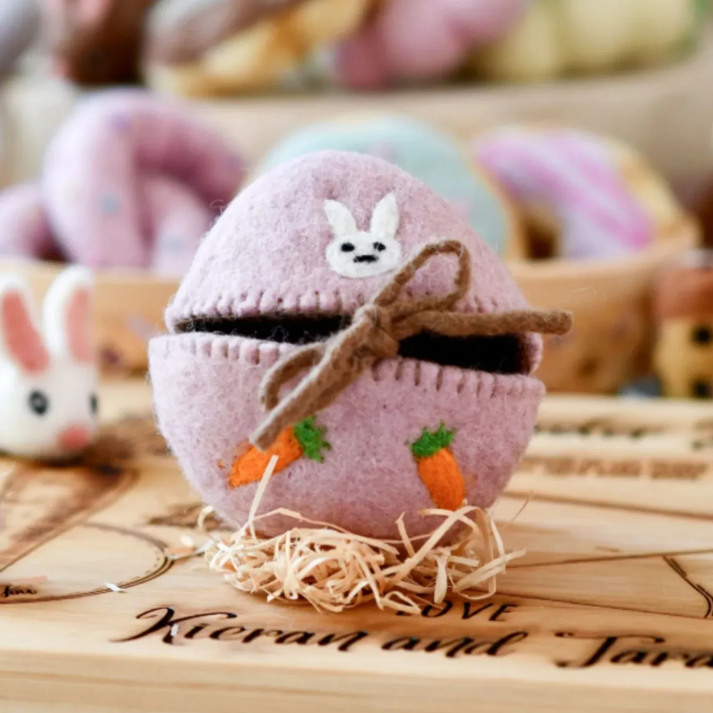 Felt Egg Cover - Pink Bunny Motif