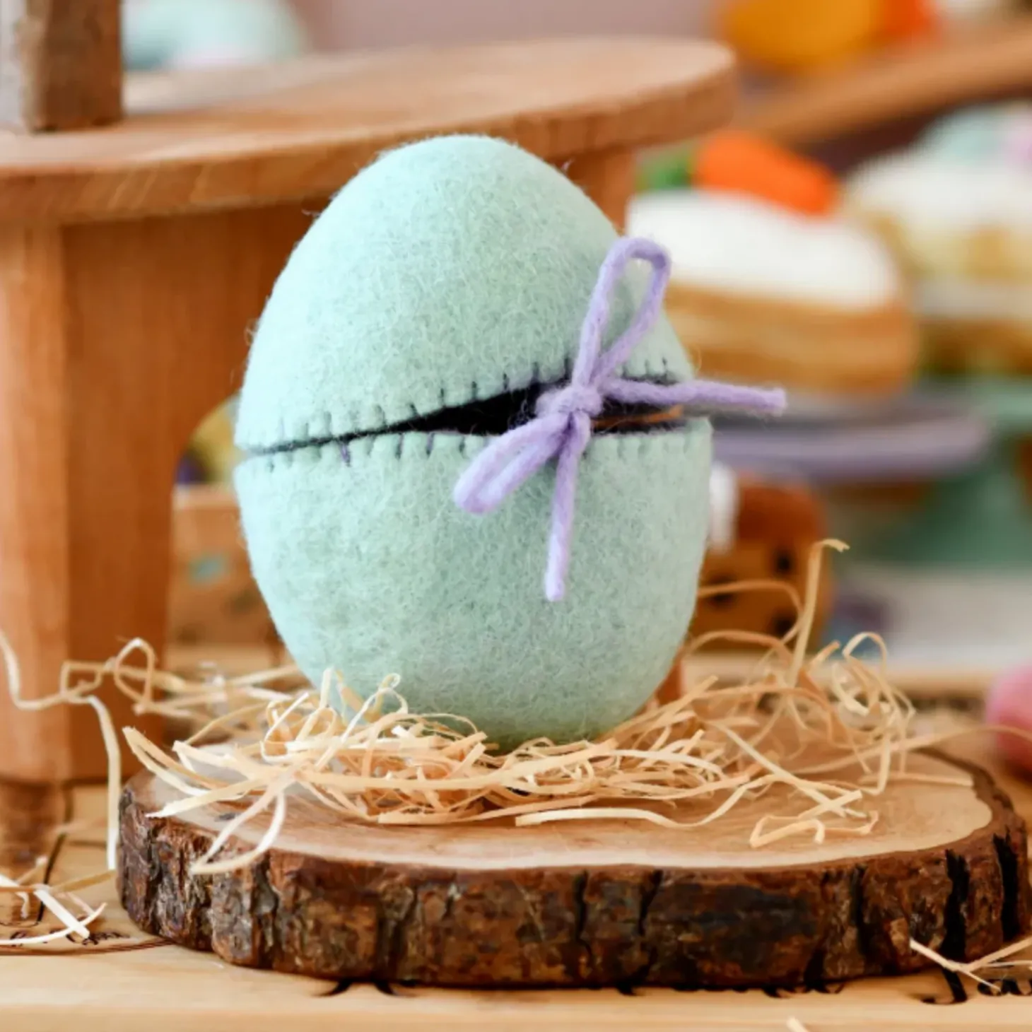 Felt Green Surprise Egg with Bunny