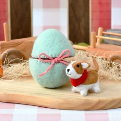 Felt Mint Surprise Egg with Corgi Puppy