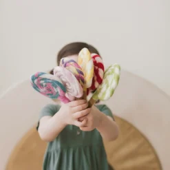 Felt Pink and White Swirl Lollipop | Play Food