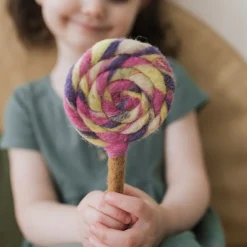 Felt Pink, Purple and Yellow Swirls Lollipop | Play Food