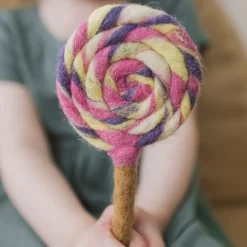Felt Pink, Purple and Yellow Swirls Lollipop | Play Food