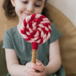 Felt Red and White Swirl Lollipop | Play Food