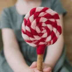Felt Red and White Swirl Lollipop | Play Food