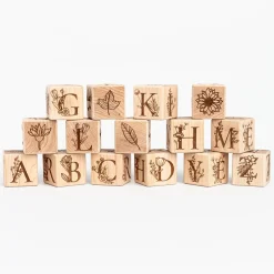 Floral Alphabet Blocks (Set of 15) - Handmade in Canada