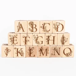 Floral Alphabet Blocks (Set of 15) - Handmade in Canada