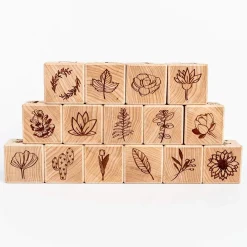 Floral Alphabet Blocks (Set of 15) - Handmade in Canada