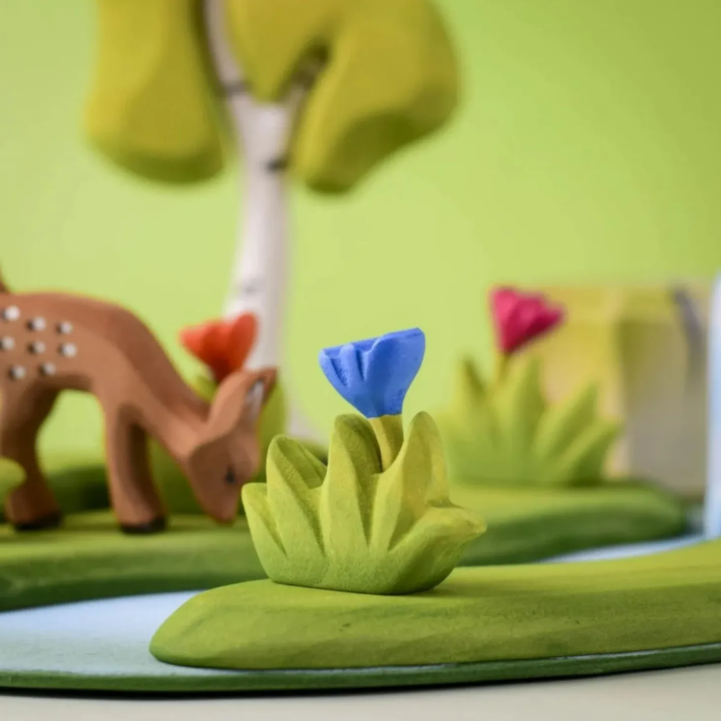 Grass with Blue Flowers (Small) | Wooden Toy