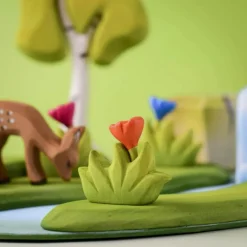 Grass with Orange Flowers (Small) | Wooden Toy