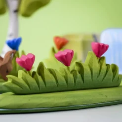 Grass with Pink Flowers (Large) | Wooden Toy