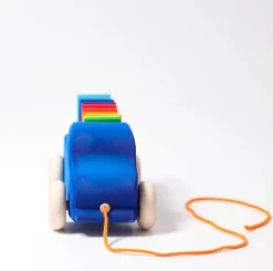 Grimm's Pull Along Truck with Rainbow Building Blocks