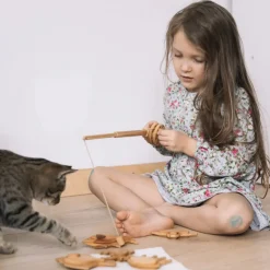 Handmade Wooden Fishing Set | Magnetic Fishing Game