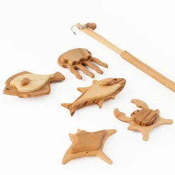 Handmade Wooden Fishing Set | Magnetic Fishing Game