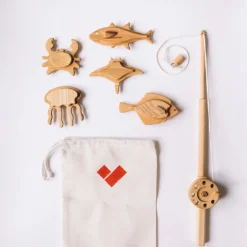 Handmade Wooden Fishing Set | Magnetic Fishing Game