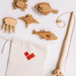 Handmade Wooden Fishing Set | Magnetic Fishing Game