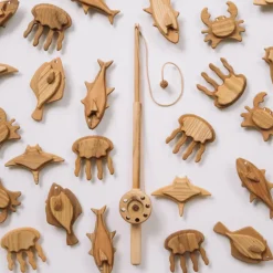 Handmade Wooden Fishing Set | Magnetic Fishing Game