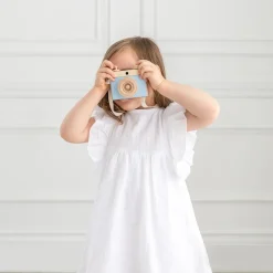 Handmade Wooden Toy Camera (Blue)