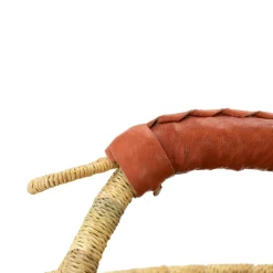 Heddle & Lamm Mini Bolga Basket (Red Brown Handle)