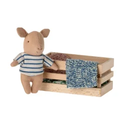 Maileg Baby Pig in a Box (Blue)