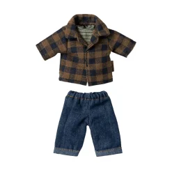 Maileg Brown Checkered Shirt and Pants (Dad Mouse)