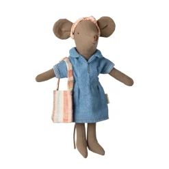 Maileg Denim Dress with Headband and Bag (Mum Mouse)