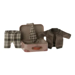 Maileg Jacket, Pants and Tie in Suitcase (Grandpa Mouse)