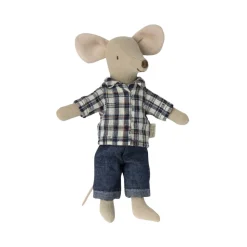 Maileg Jeans and Plaid Shirt Clothing Set (Dad Mouse)