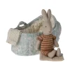 Maileg MICRO Rabbit in Carry Cot (Maroon)