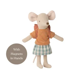 Maileg Tricycle Mouse with Bag - Old Rose (Big Sister)