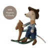 PRE-ORDER Maileg Cowboy Mouse on Rocking Horse (Little Brother) (ARRIVING MID-MAY)