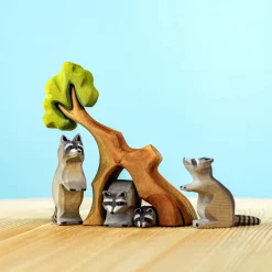 Raccoon Family and Tree Set | Wooden Toy