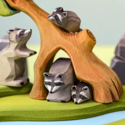 Raccoon Family and Tree Set | Wooden Toy