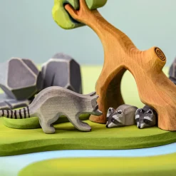 Raccoon Family and Tree Set | Wooden Toy