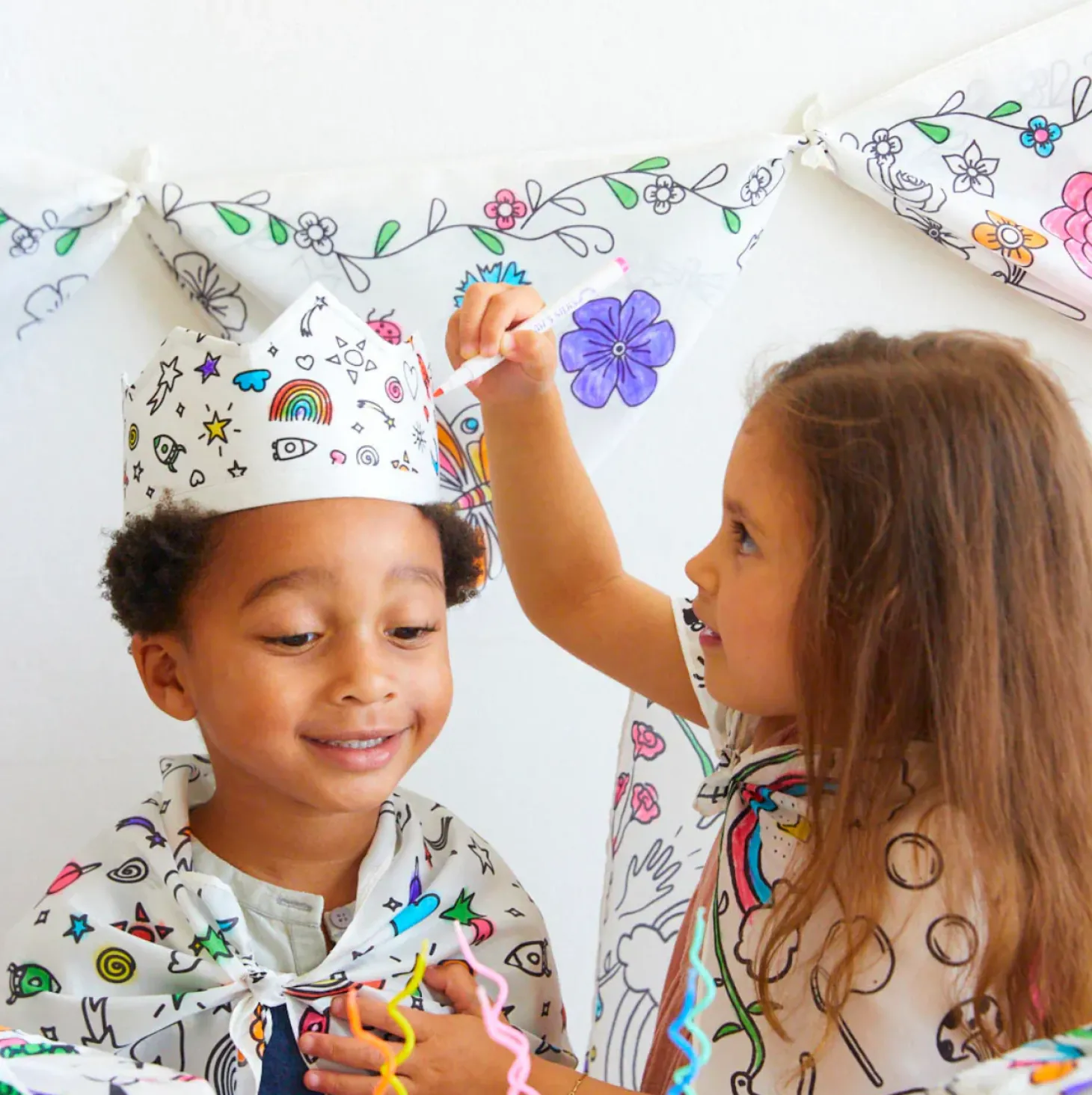 Rainbow Sky Coloring Crown and Markers Set