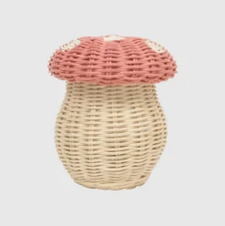 Rattan Toadstool Porcini Basket (Pink Musk)