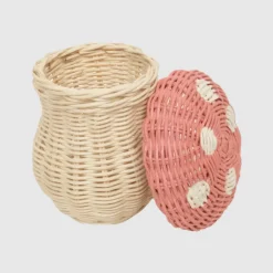 Rattan Toadstool Porcini Basket (Pink Musk)