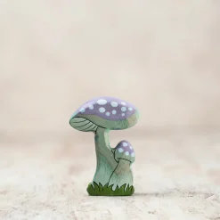 Whimsical Blue Fairy Mushrooms | Wooden Toy Figurine